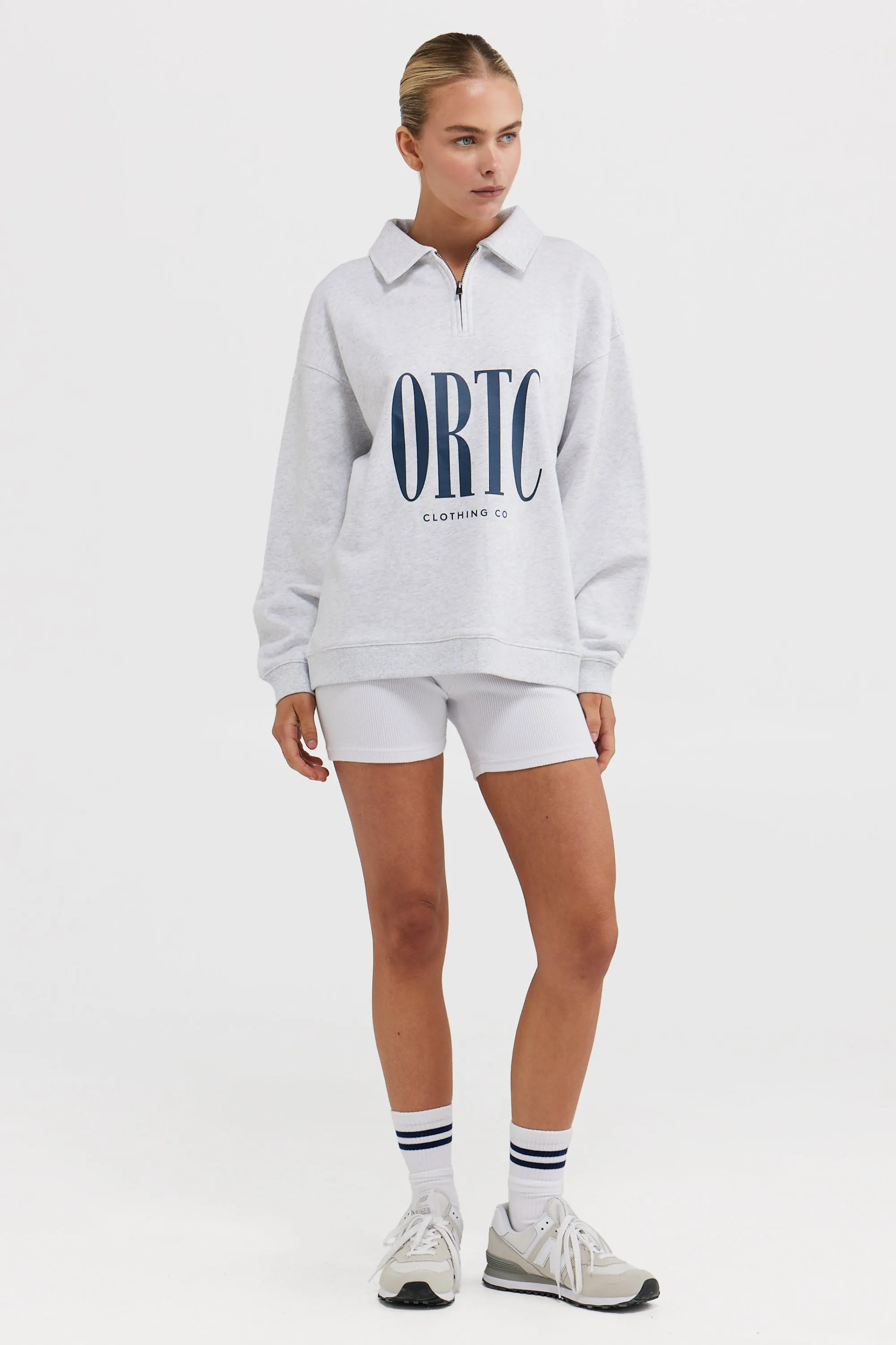 Spencer Logo Quarter Zip White Marle