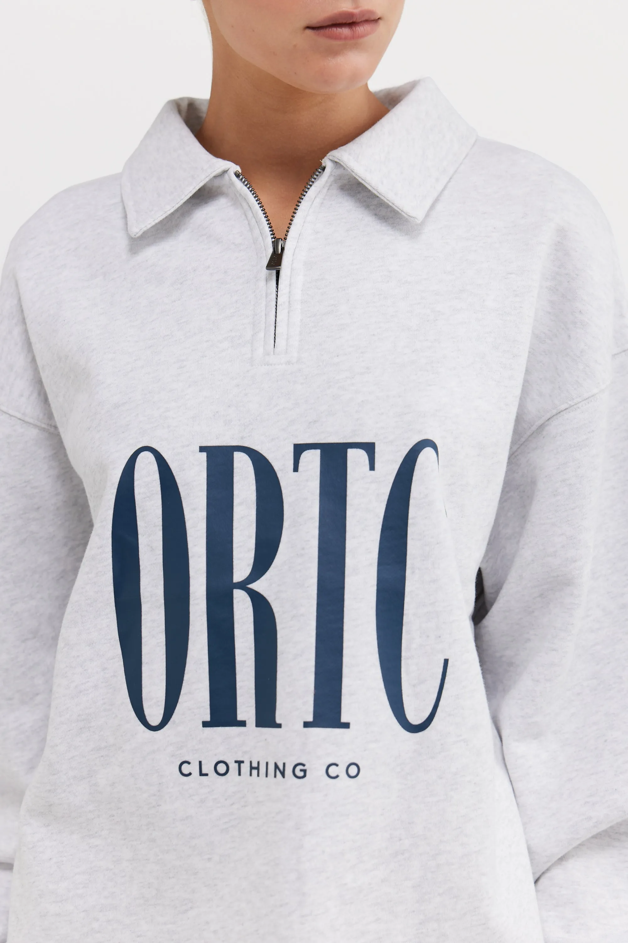 Spencer Logo Quarter Zip White Marle