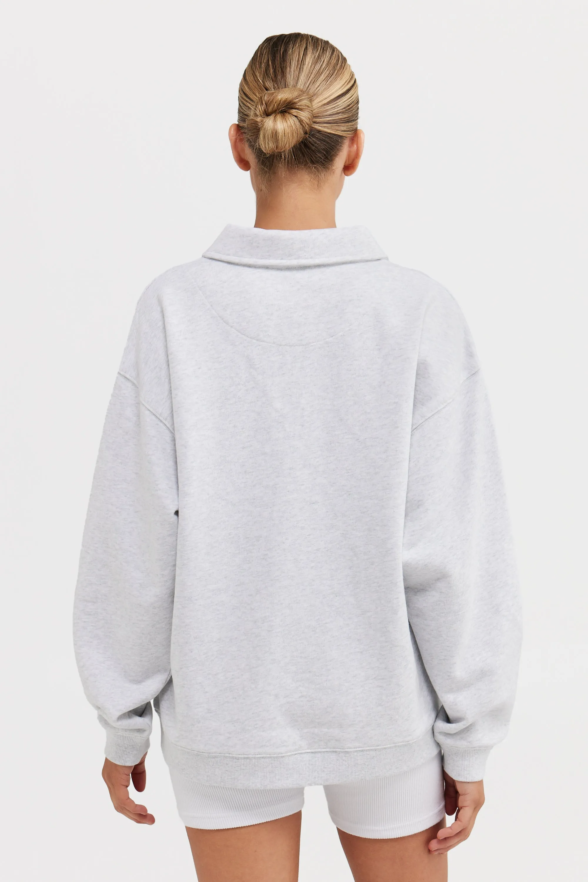 Spencer Logo Quarter Zip White Marle