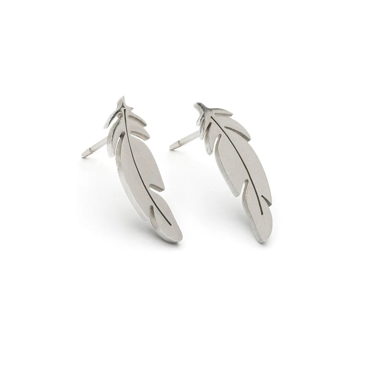 Stainless Steel Feather Stud Earrings