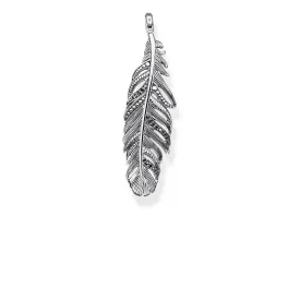 STERLING SILVER FALCON FEATHER BLACK CZ PENDANT