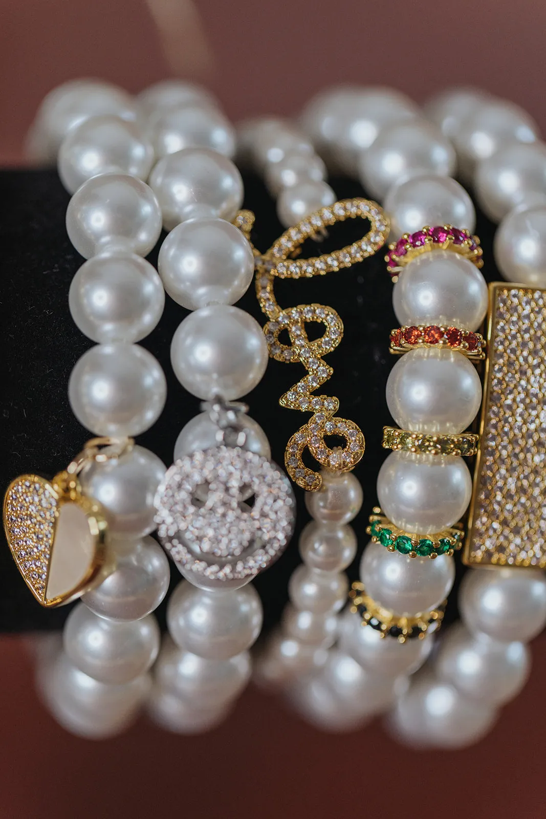 Swanky 5 Piece Pearl Bracelet Stack