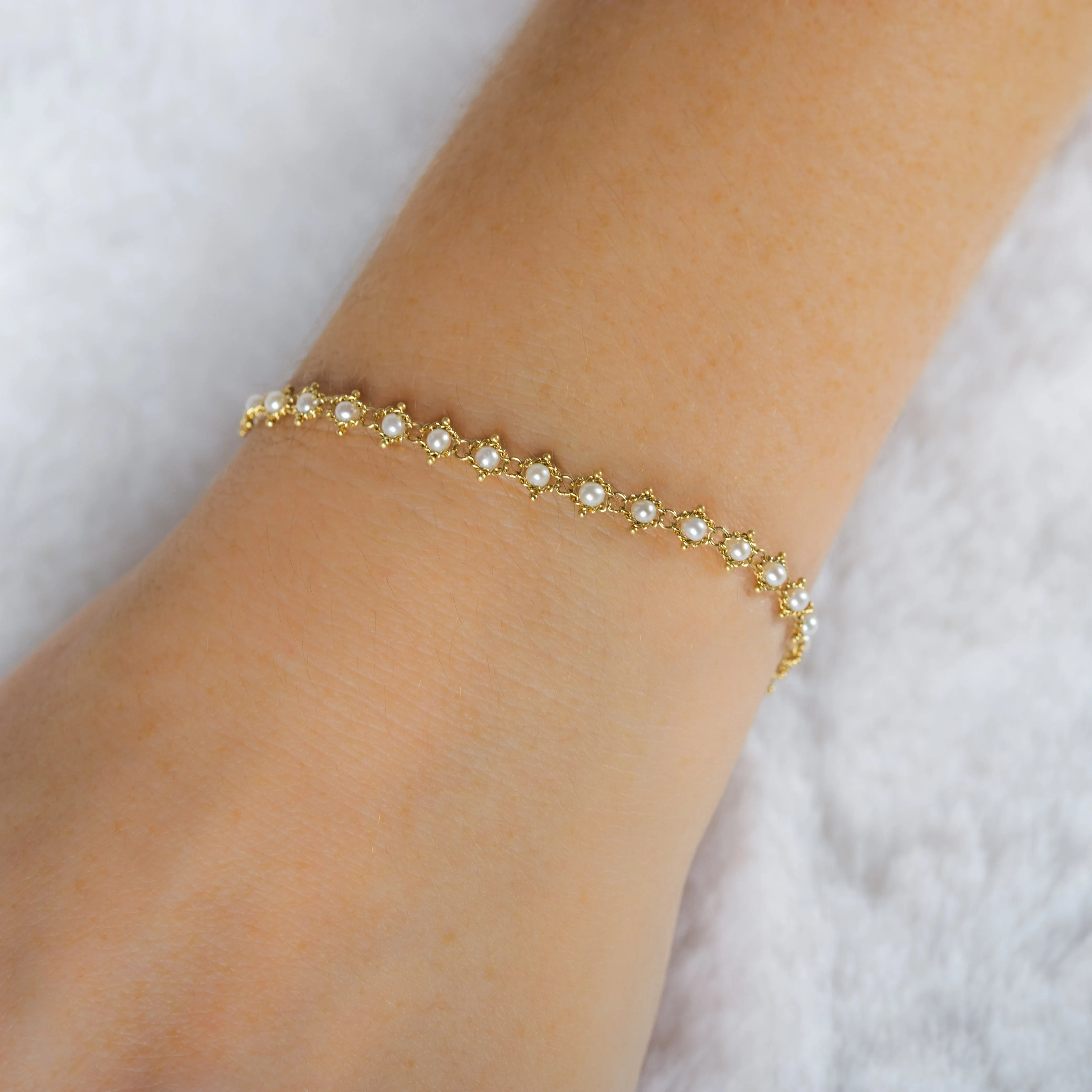 Textile Bracelet in Pearl