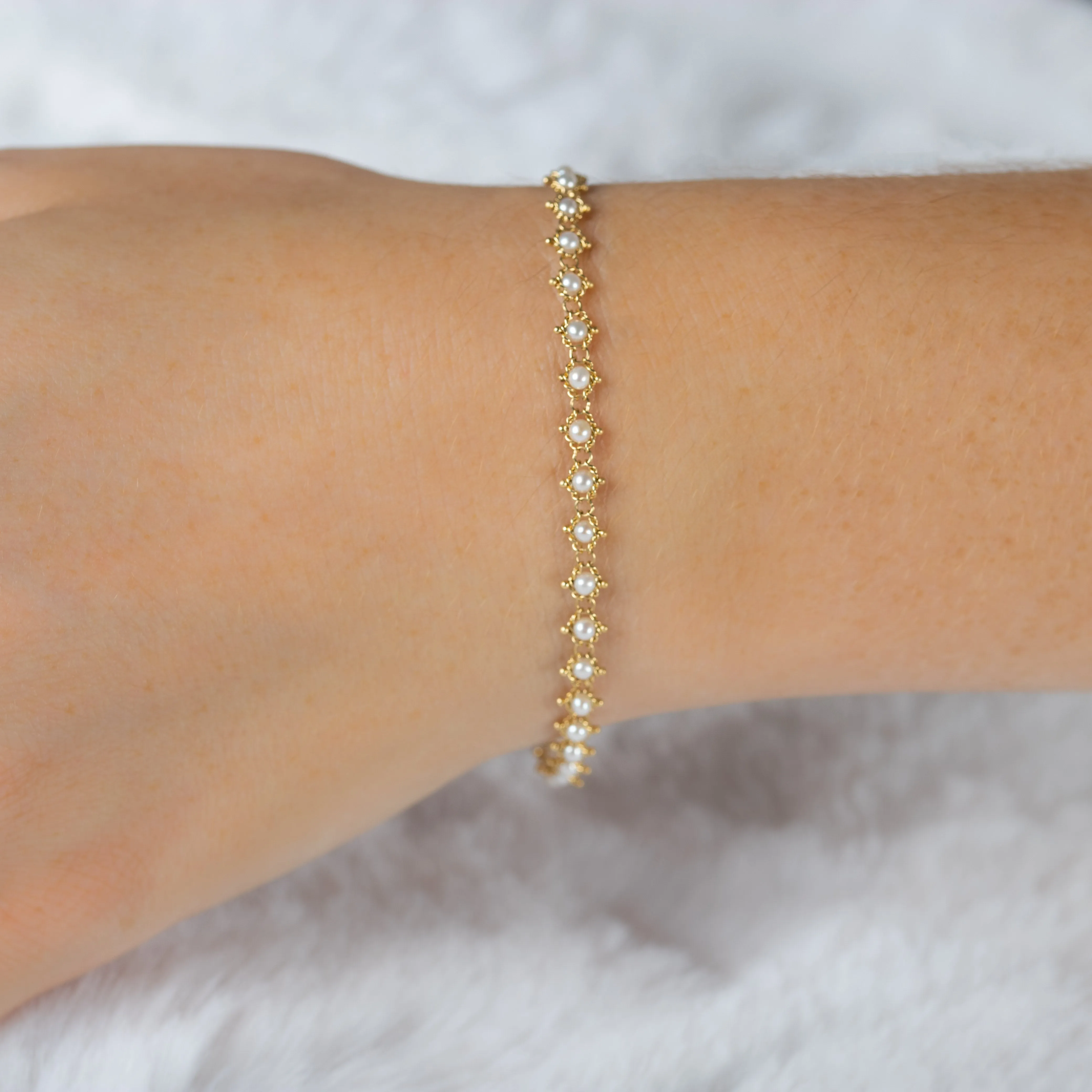 Textile Bracelet in Pearl