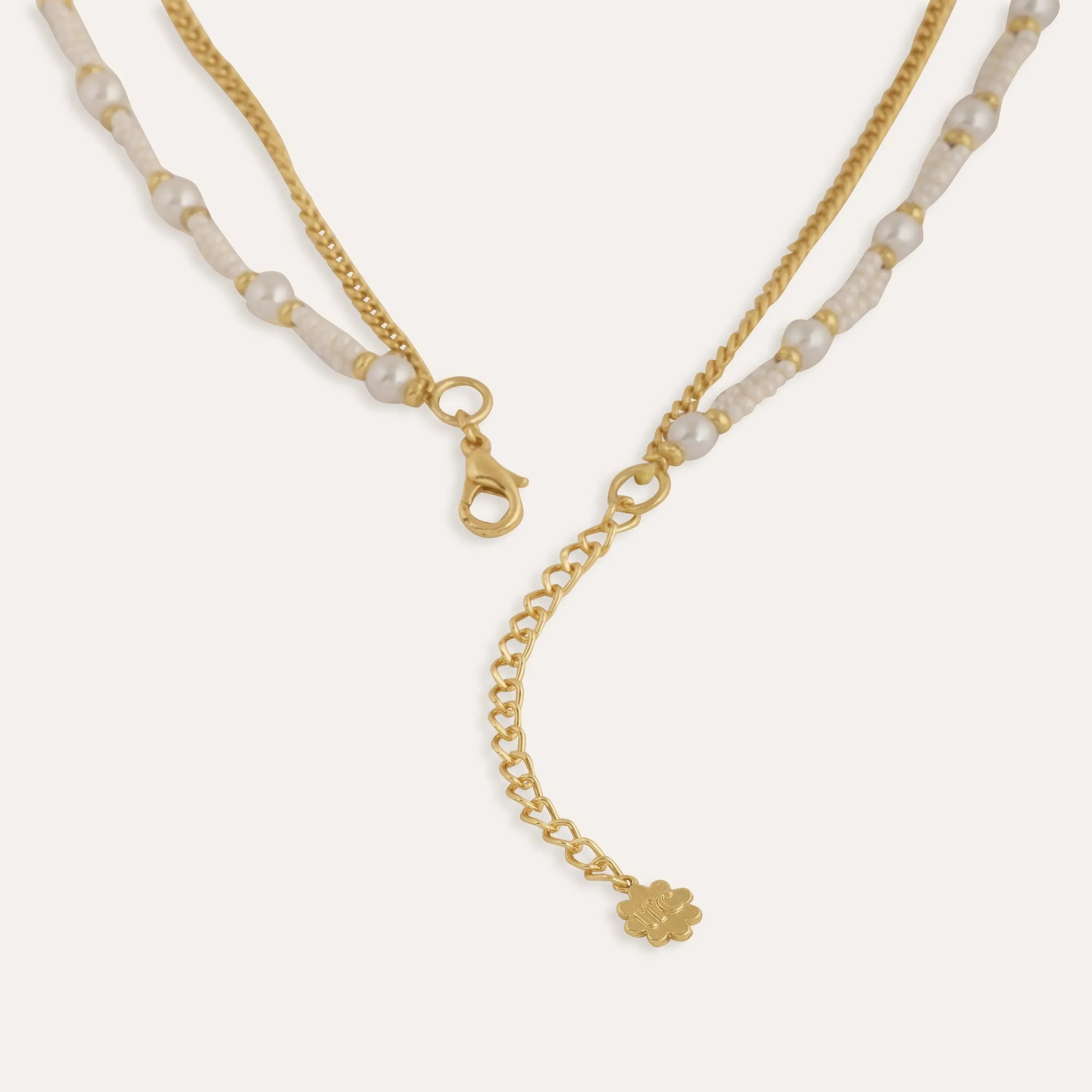 TFC Pearl Layers Gold Plated Layered Necklace