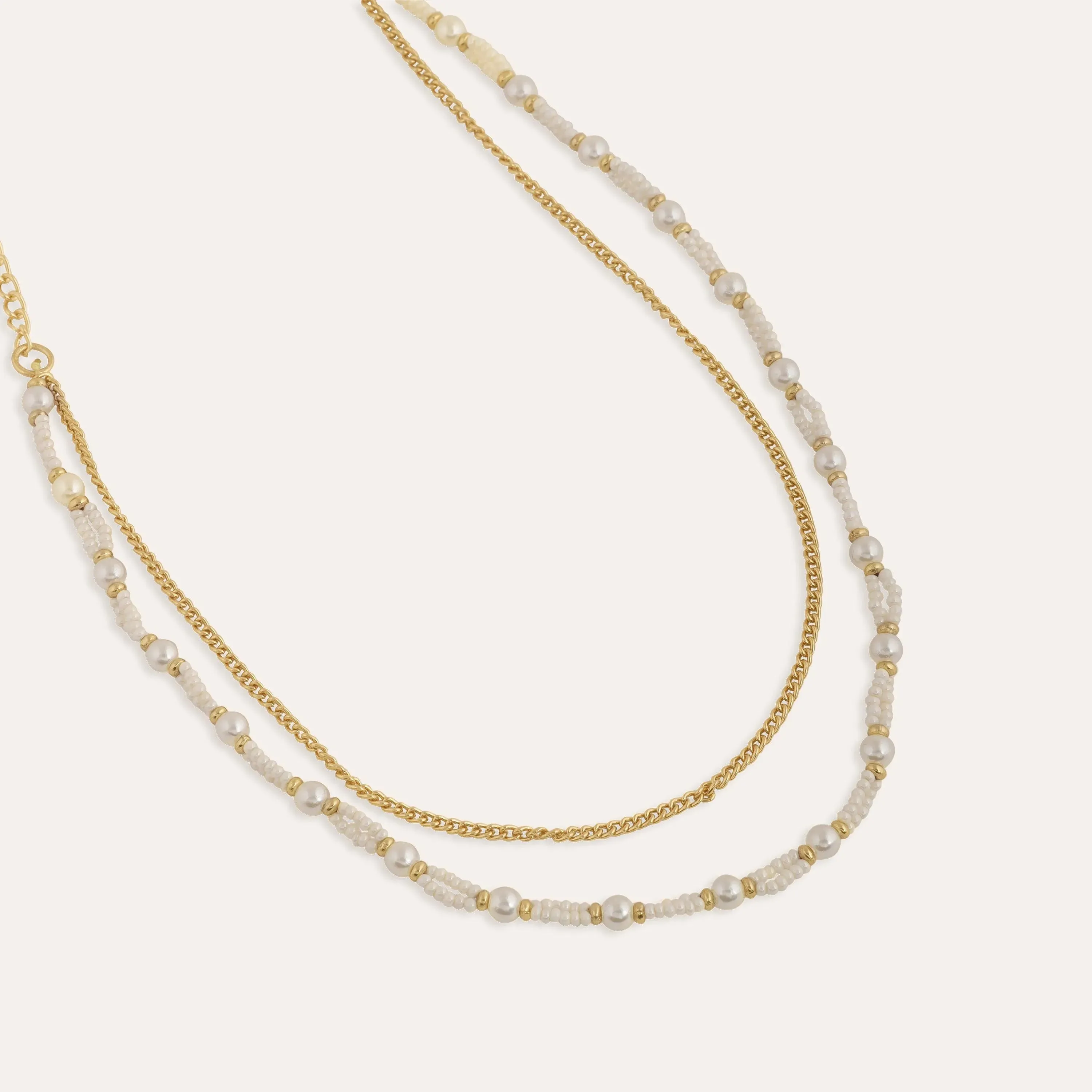 TFC Pearl Layers Gold Plated Layered Necklace