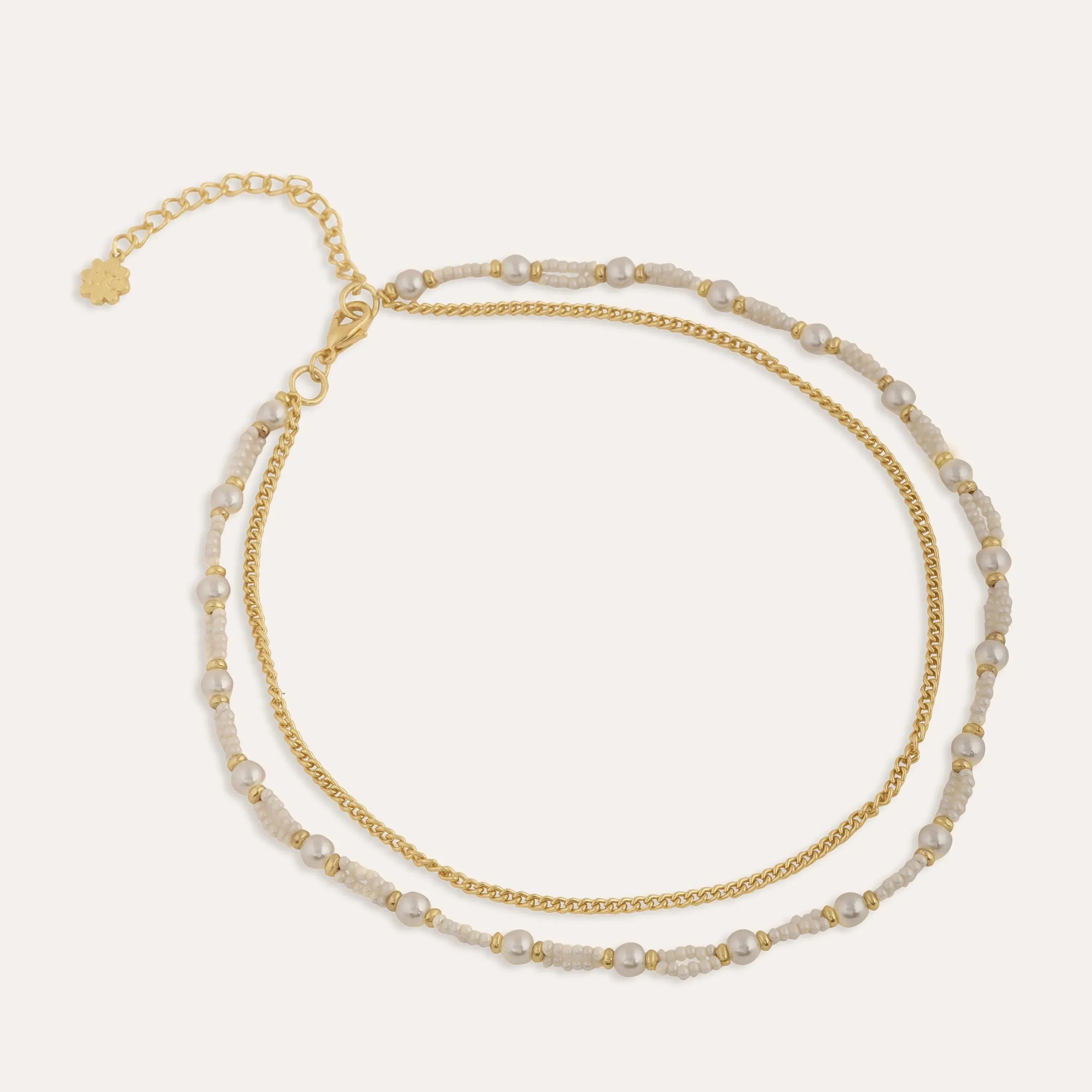 TFC Pearl Layers Gold Plated Layered Necklace