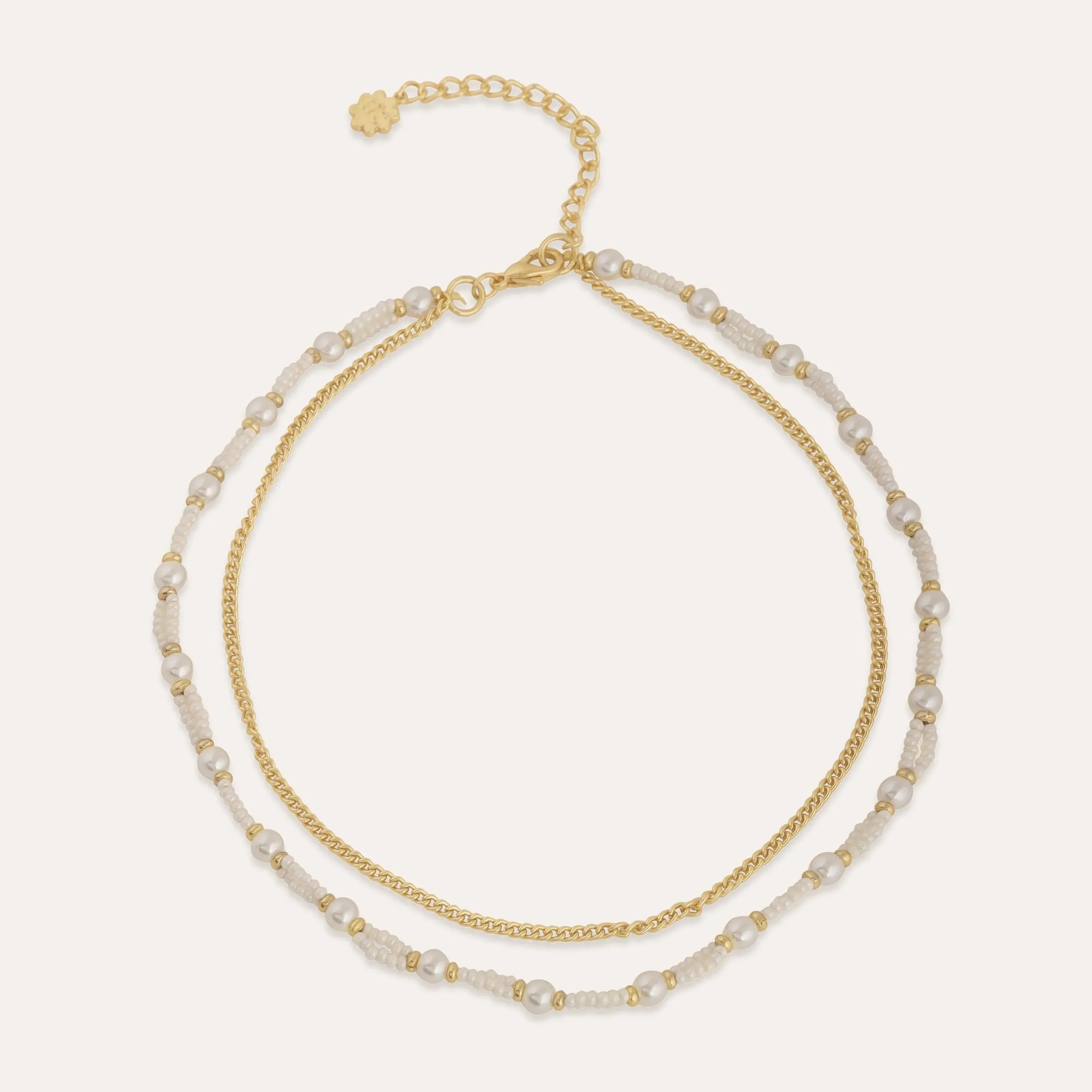 TFC Pearl Layers Gold Plated Layered Necklace