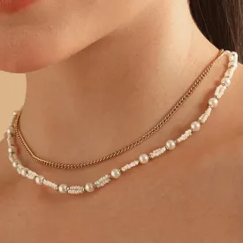 TFC Pearl Layers Gold Plated Layered Necklace