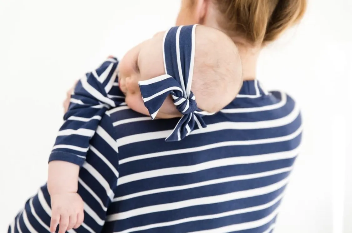 Top Knot Headband - Blue Stripe