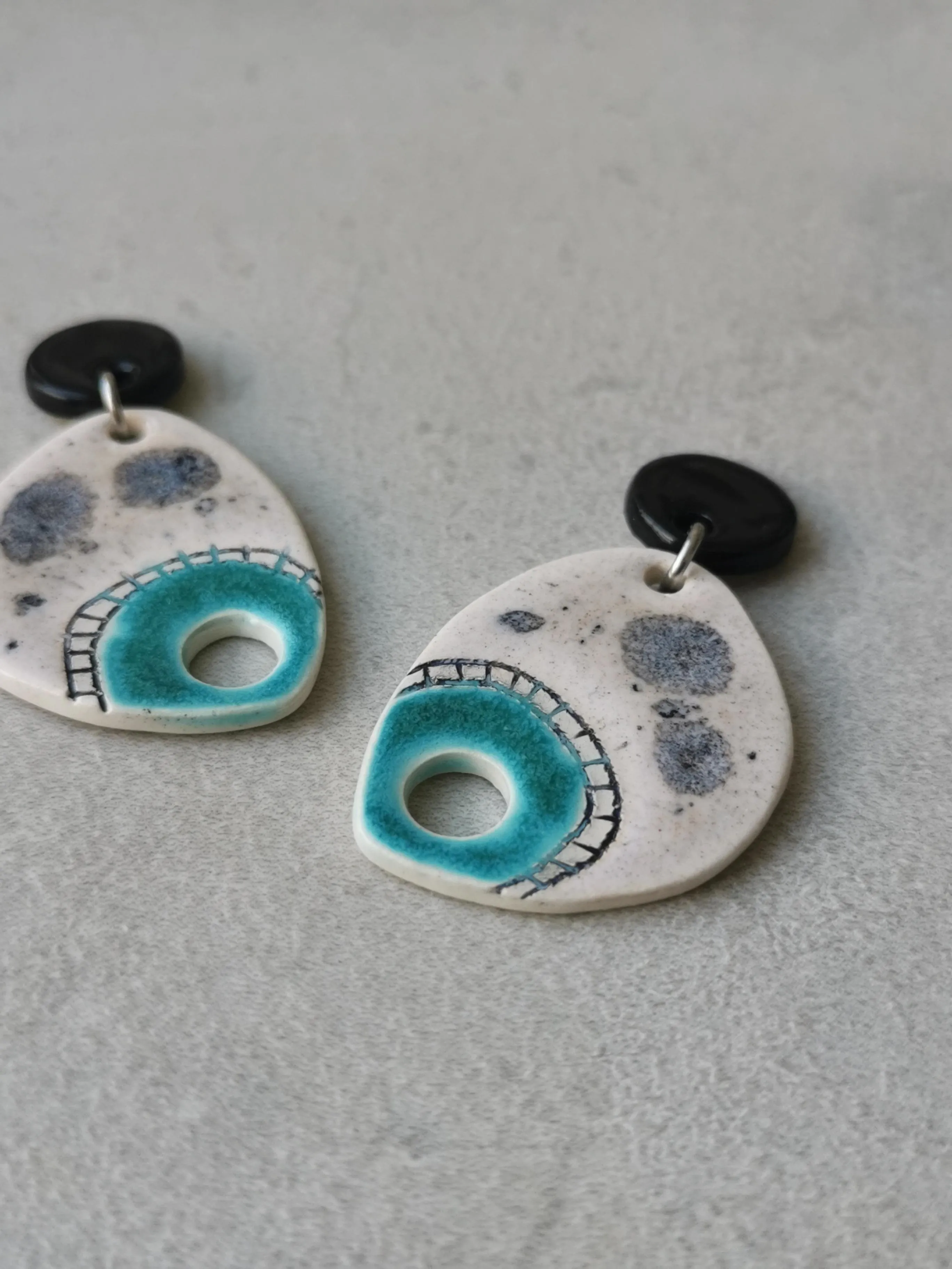 Turquoise hole statement earrings