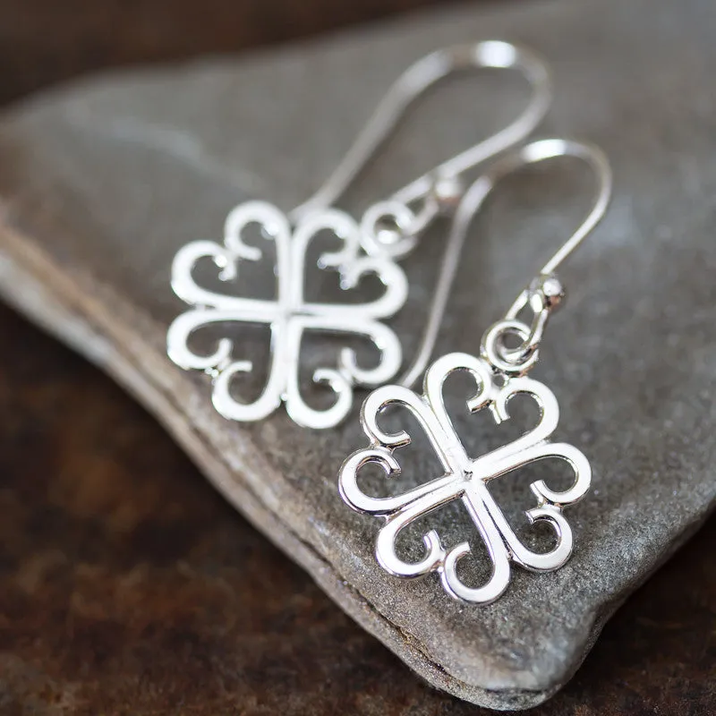 Unique Handcrafted Four Leaf Clover Earrings, Lucky Shamrock Charm