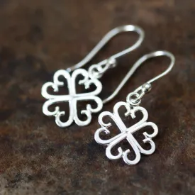 Unique Handcrafted Four Leaf Clover Earrings, Lucky Shamrock Charm