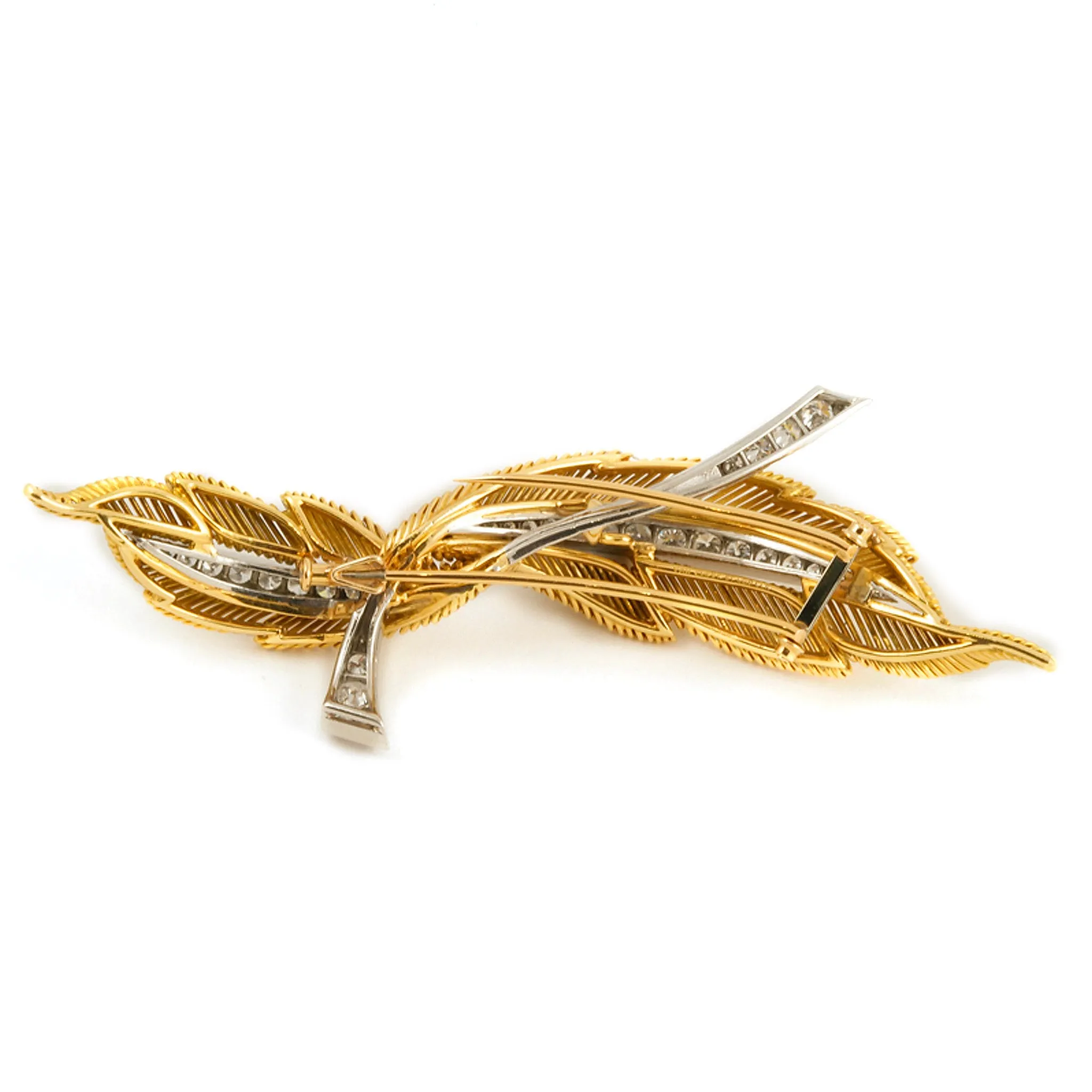 Van Cleef & Arpels "Two Feathers" Gold and Diamond Brooch