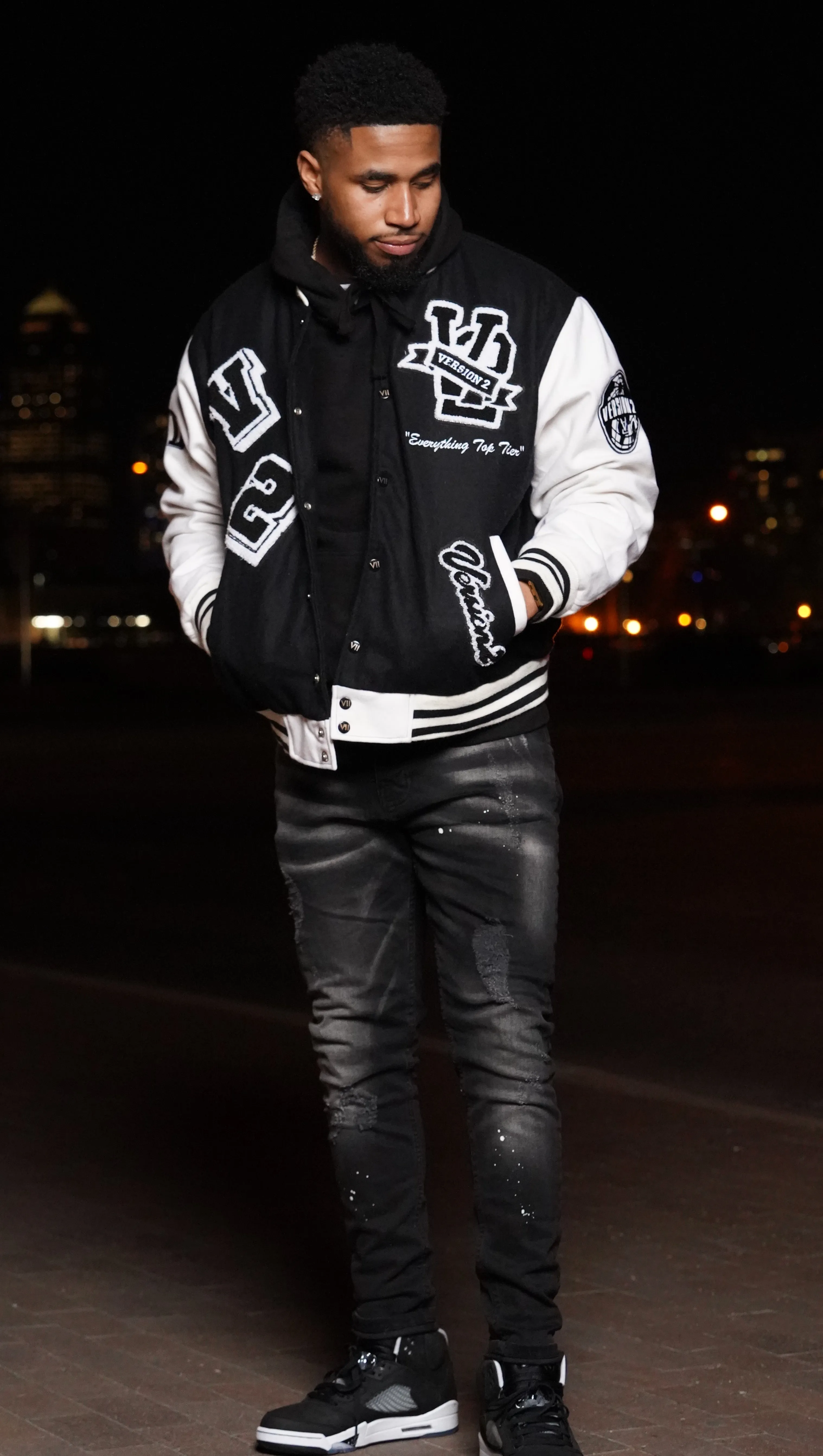 Varsity Club Jacket- Black