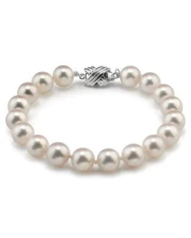 White Hanadama Japanese Akoya Pearl Bracelet, 8.0-8.5mm