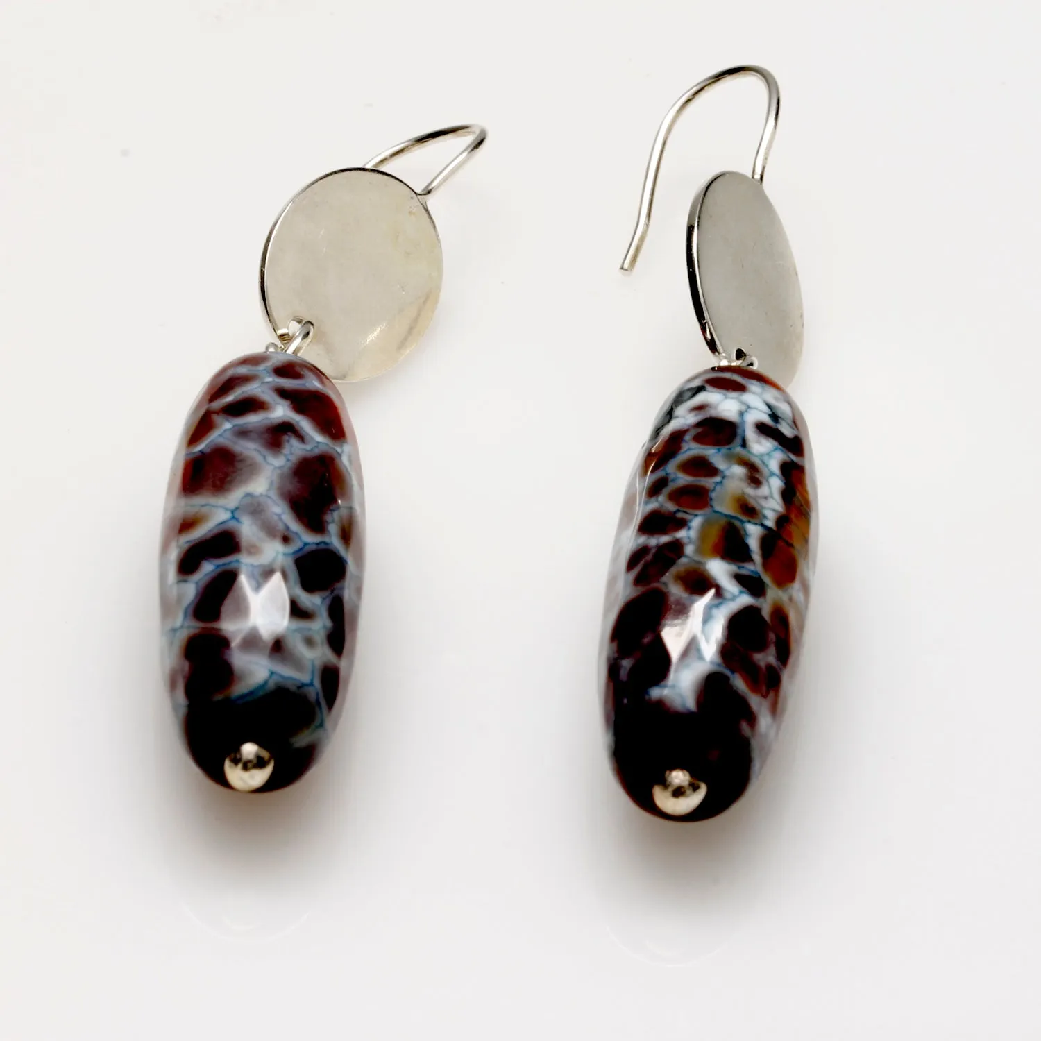 Winterfell Earrings - Beautiful Agate Gemstone Barrel Dangle | KJ-023E | Artisan Earrings